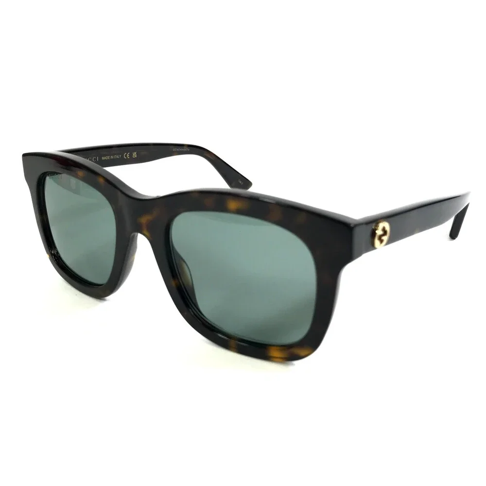 Gucci Sunglasses GG0326S 002 Dark Tortoise Square Frames with Light Green Lenses
